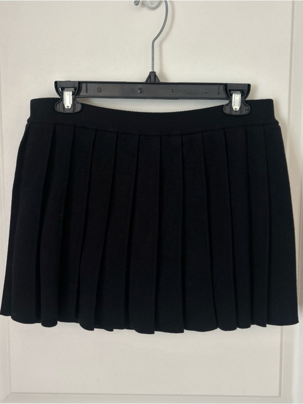 Daisy Women’s Sz L Black Knit Pleated Micro Mini Pull On Skirt/Skort Flirty Y2K - Picture 5 of 7